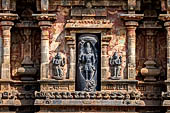 The great Chola temples of Tamil Nadu - The Airavatesvara temple of Darasuram. Koshta image of Ligodbhava on the West Side of the vimana.